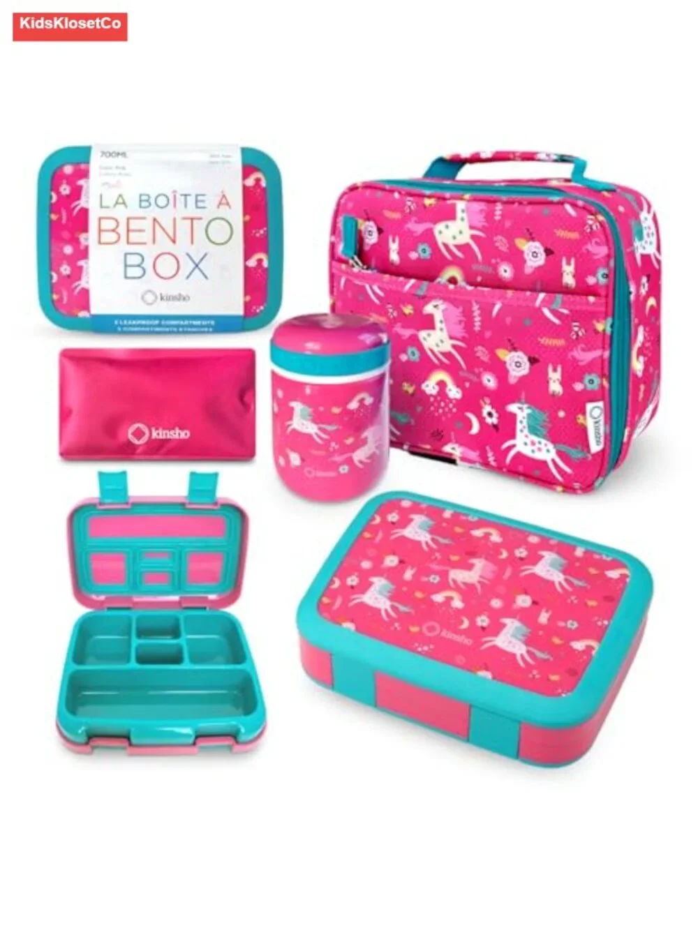 Kids Bento Lunch Box Set with Thermo, Bag & Ice Pack | Stainless Steel